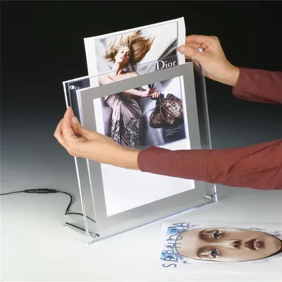 Plastic PMMA Mirror photos Pictures Frame with LED Lighting Inside