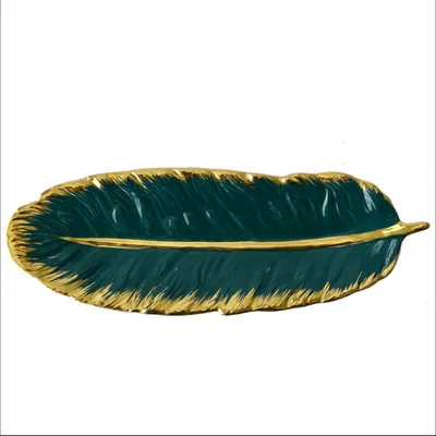 Leaf Shape Glazing Molding Ceramic Plate for Jewelry Dessert Pastry