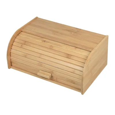 Kitchen Bamboo Roll Top Bread Box Storage