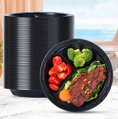 10*10 Inch Mfpp 3 Compartments Plates Disposable Plates Health-Conscious Choice Pfas Free Plates Disposable Plates
