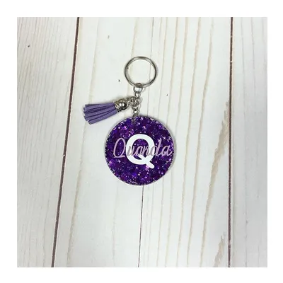 Custom Double-Sided Printing Glitter Tassel and Charm as Gifts Acrylic Key Chain