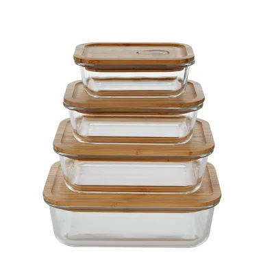 Glass Food Storage Container with Bamboo Air Tight Lid