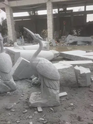 Natural Marble/Granite Stone Swan Animals Sculpture for Outdoor Decorative
