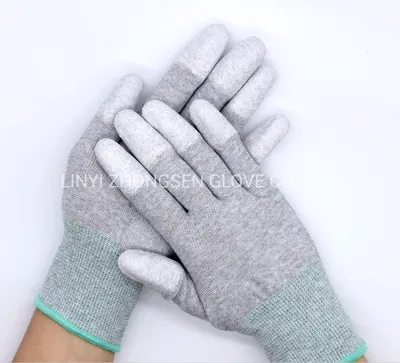 Good Quality PU Finger Coated Gloves Carbon Fiber PU Gloves Anti Static Gloves