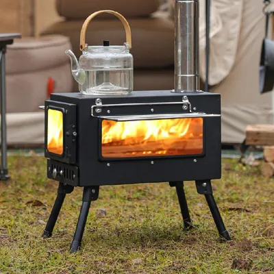 Large Outdoor Wood Burning Stove Multi-Function Camping & Barbecue with Secondary Air Inlet