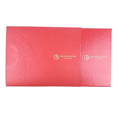 Color Paper Red Gift Box with Gold Foil & Debossed Logo