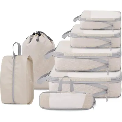 7 Set Travel Accessories Expandable Luggage Packing Organizers Bag