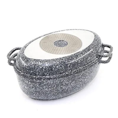 38cm Die Casting Aluminum Roaster Ceramic Marble Coating Fish Roaster