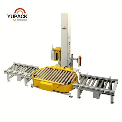 Industrial Fully Automatic Plastic Stretch Film Wrapper/Wrap Skid/Pallet Wrapping Machine with Conveyor Turntable System