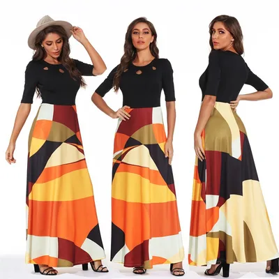 Women's Short Sleeve Loose Plain Maxi Dresses Long Dresses