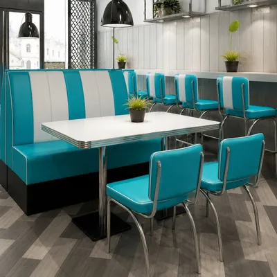 Retro Style Custom Metal Cafe Restaurant Furniture Set Table and Chair Dining Booth Sofa