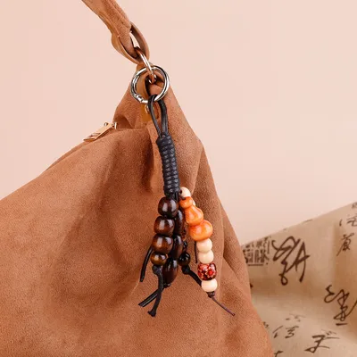 Beads Woven Rope Keychain Bohemian Lanyard Bag Charm Backpack Pendant for Women
