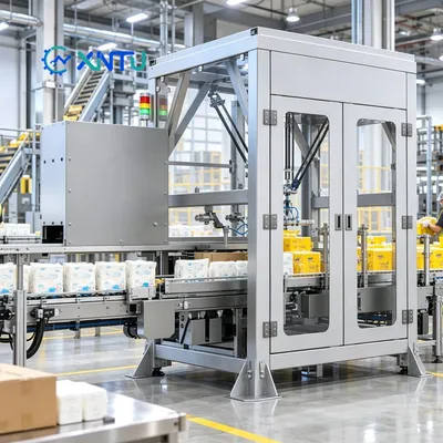 Automatic Spider Robot Case Packer with Vision System for Food Trays