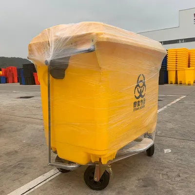 China Virgin HDPE Yelloew Outdoor Mobile Wheeled Recycle Plastic Garbage Waste Bin Dustbin with Foot Pedal