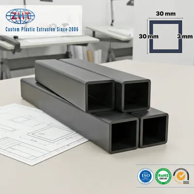 Black 30X30mm Extruded Rigid PVC Square Tube for DIY Storage Rack Frame