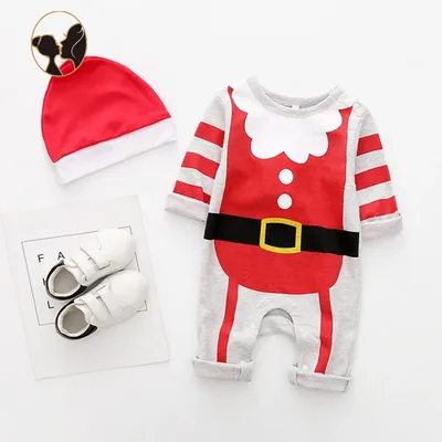 Suzhou Angels Customized Christmas Style Toddler Romper with Cap