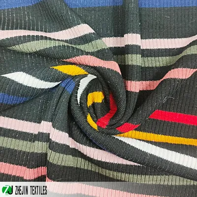 96%Rayon 4%Spandex Yarn Dye Stripe Ribs Fabric