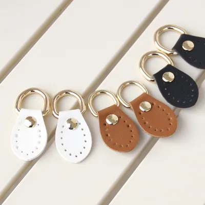 Leathercraft DIY Bag Accessories — Hand-Stitched Leather Strap Mounts, Side Tabs, and D-Rings (Pointed-Round Style)
