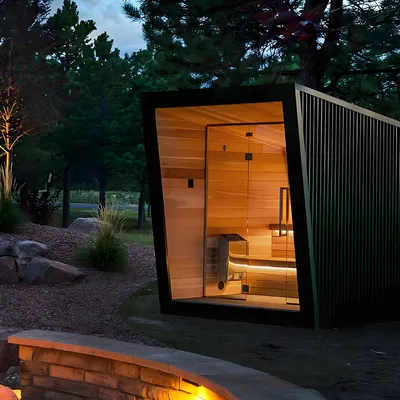 Outdoor Traditional Wooden Red Cedar Wood Burning Stove Steam Sauna Room