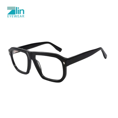 Rectangle Shape Front Eyewear Trendy Thick Acetate Men's Glasses Frames