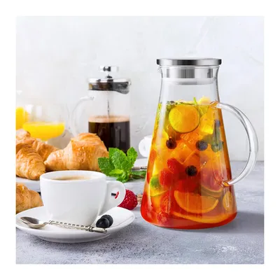 Glass Cool Hot Water Jug Pitcher Lid High Borosilicate Glass Cold Water Pitcher with Logo