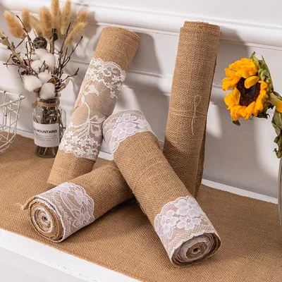 Holiday Party Table Runner Decoration Elegant Burlap Design for Festive Tables