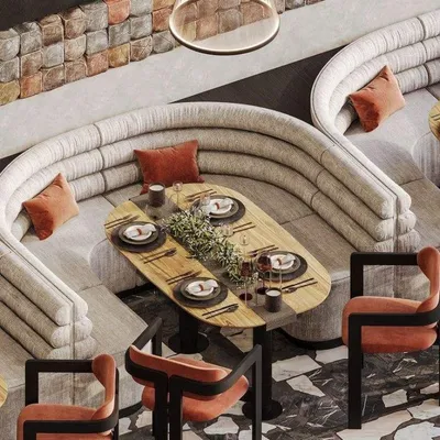 Luxury Upholstered Fine Dining Hotel High-Grade U Sharpe Club Restaurant Sofa