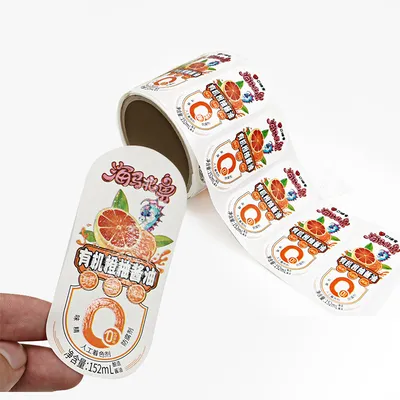 Custom Printing Adhesive Waterproof Beverage Drink Juice Glass Plastic Bottle Vinyl PVC Plastic Label Stickers Roll Food Sticker