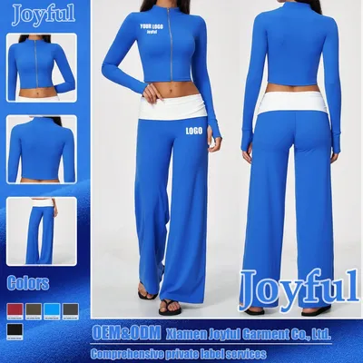 Wholesale Sportswear&Activewear Women Clothing Jacket+Color-Blocking Pants Gym Sports Suits