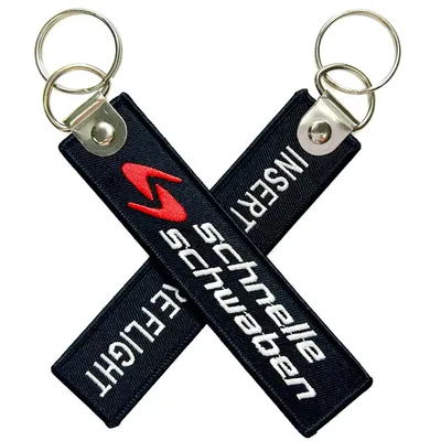Wholesale Custom Embroidered Fabric Keychains Custom Logo Embroidery Key Tag Keychain
