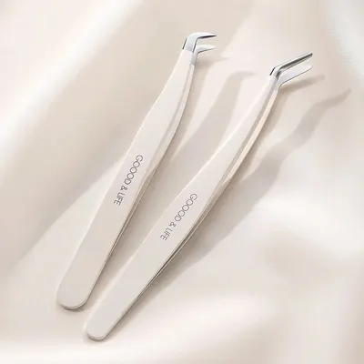 Eyelash Fiber Tip Tweezer Custom Logo Private Label Professional Precision Stainless Steel Eye Lash Extension Tweezers Tool