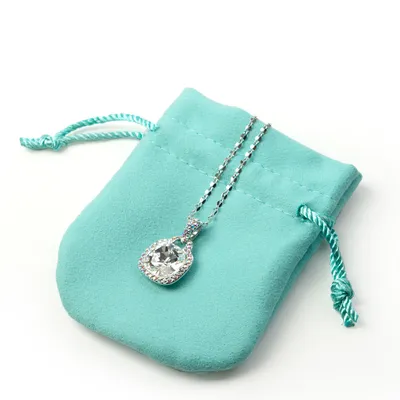 Custom Logo Jewelry Pouches for Ring Necklace Bangle Bracelet Packing Double-Face Blue Microfiber Pouch Bag