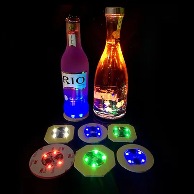 Light up Cup Coaster, LED Flashing Wine Bottle Sticker, LED Bottle Pads, Christmas Decoration LED Light