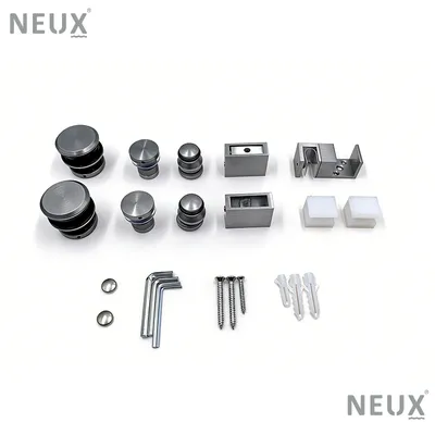 Modern Aluminum Brushed Nickel Frameless Sliding Shower Hardware Kit Shower Sliding Door System