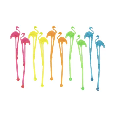 Party Decoration Disposable Tableware Cocktail Tea Coffee Drink Stirrer Colorful Flamingo Bar Accessory Plastic Swizzle Stirrer