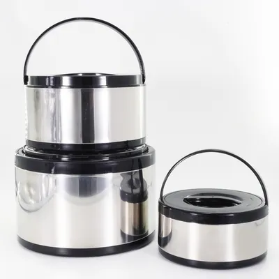 Plastic Casserole Stainless Steel Double Layer Preservation Pan Insulated Bucket