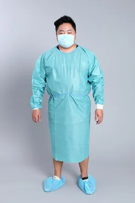 45g SMS  Gown with Non-Woven Fabric with Rib Knit Cuffs for Hostipal