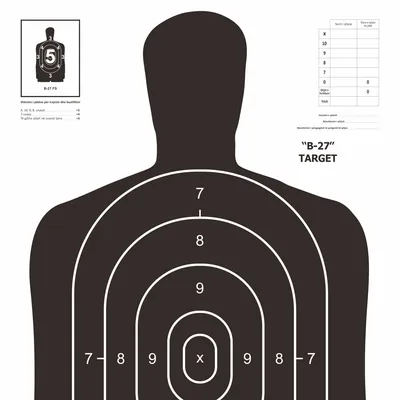Custom Printed B-27 Standard Shooting Targets, Anti-Curl Matte Paper for Law Enforcement Qualification