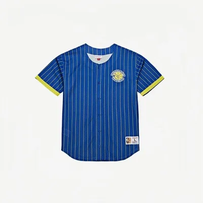 Team Logo Embellished Striped Jersey Yellow Accents Training Baseball Wear