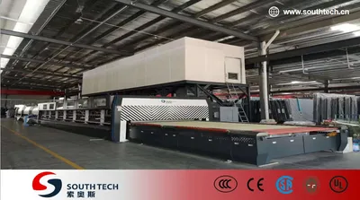 Southtech Energy Saving Zero Wind Mark Flat and Cross Bending Toughening Glass Processing Oven with New Generation Vortech Convection (NTPWG-V Series)