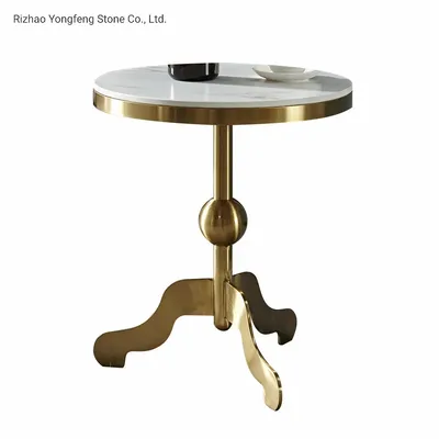 Modern Round End Table Marble Top Side Table