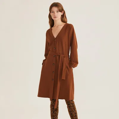 Custom Made Fashion V Neck Long Sleeve Lady Dress