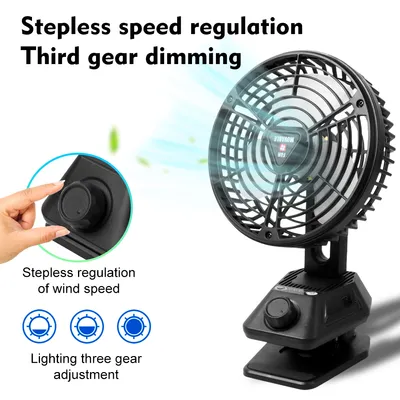 Charging Fan with Lamp Camping Lamp Can Hang Tent Type-C Charging