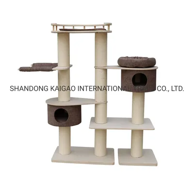 Extra Large Cat Tree Cat Condo with Natural Sisal Post, Double Caves Cat Tree