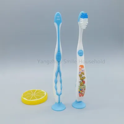 BPA-Free FDA Tongue Cleaner Child Toothbrush with Suction Cap