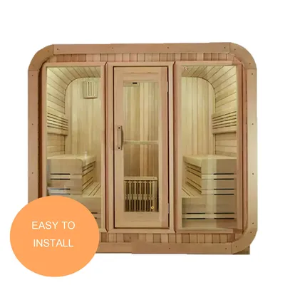 Commercial White Pine Wood Sauna for 4 Persons, Resistant to Deformation