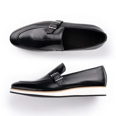 Factory Directly Leather Shoes Business Loafers Mens Monk Strap Buckles Dress Shoe
