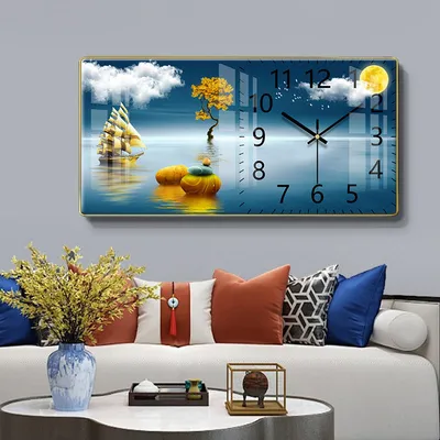 Factory Wholesale Crystal Porcelain Picture Fashion Crystal Glass Art Wall Clock