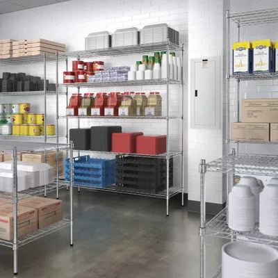 NSF Approval Four-Layer Carbon Steel or Stainless Steel Wire Rack for Restaurant Kitchen Storage