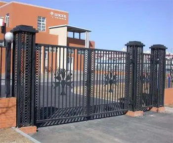 High Security Fence Powder Coated Steel Fence Wrought Iron Driveway Double Gate